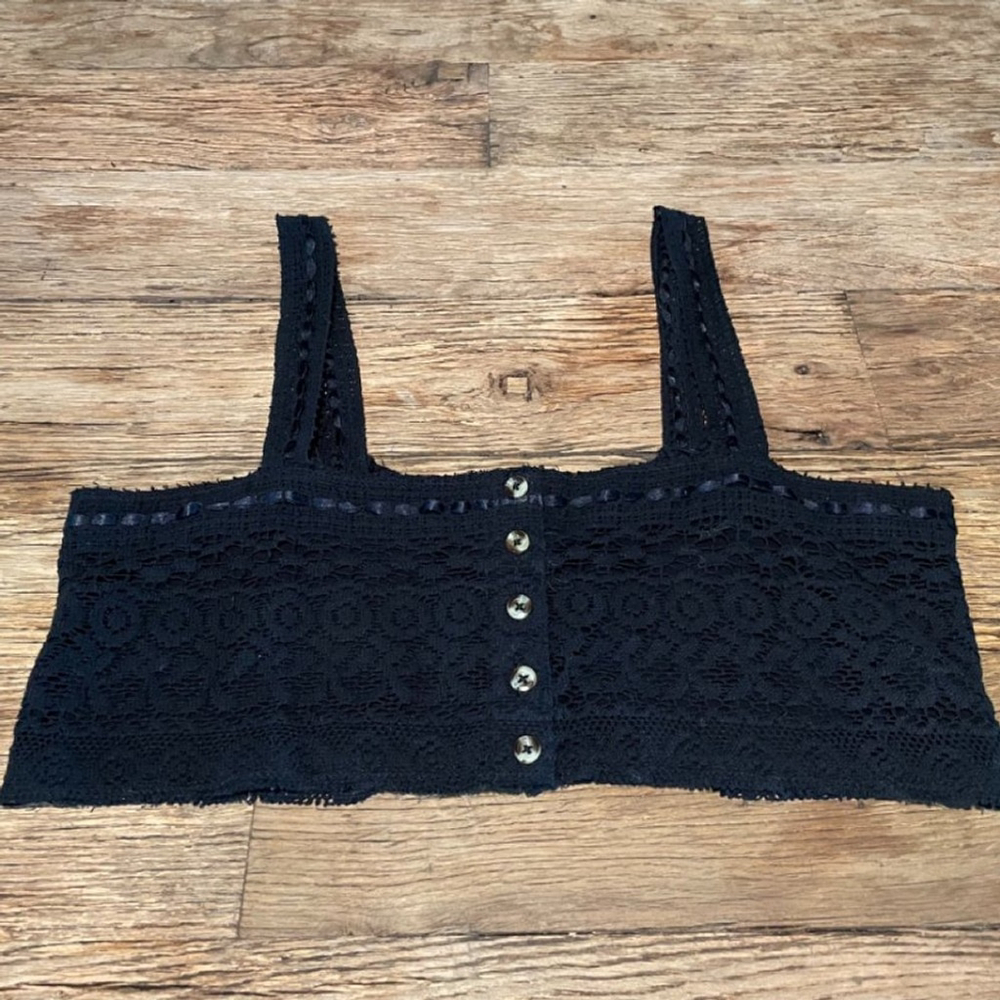 urban outfitters OUT FROM UNDER sz M black crochet type crop tank top